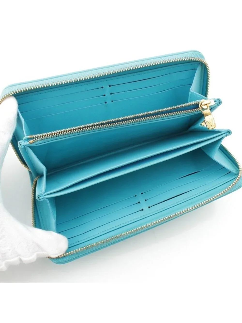Louis Vuitton Coussin Zippy Monogram Leather Wallet Turquoise Blue